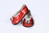 Shiny Red Slippers with Jeweled Bow